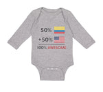 Long Sleeve Bodysuit Baby 50% Colombian 50% American = 100% Awesome Cotton - Cute Rascals