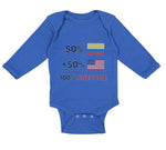 Long Sleeve Bodysuit Baby 50% Colombian 50% American = 100% Awesome Cotton - Cute Rascals