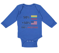 Long Sleeve Bodysuit Baby 50% Colombian 50% American = 100% Awesome Cotton - Cute Rascals