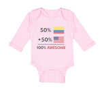 Long Sleeve Bodysuit Baby 50% Colombian 50% American = 100% Awesome Cotton - Cute Rascals