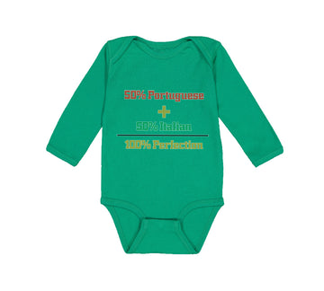 Long Sleeve Bodysuit Baby 50% Portuguese 50% Italian = 100% Perfection Cotton