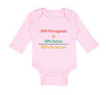 Long Sleeve Bodysuit Baby 50% Portuguese 50% Italian = 100% Perfection Cotton - Cute Rascals