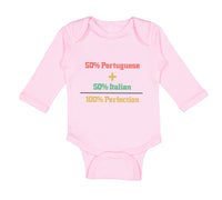 Long Sleeve Bodysuit Baby 50% Portuguese 50% Italian = 100% Perfection Cotton - Cute Rascals