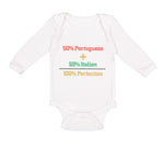 Long Sleeve Bodysuit Baby 50% Portuguese 50% Italian = 100% Perfection Cotton - Cute Rascals