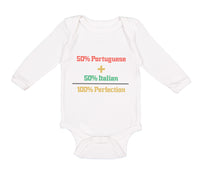 Long Sleeve Bodysuit Baby 50% Portuguese 50% Italian = 100% Perfection Cotton - Cute Rascals