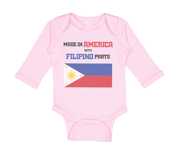 Long Sleeve Bodysuit Baby Made in America with Filipino Parts B Cotton