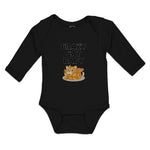 Long Sleeve Bodysuit Baby Crazy Cat Baby Cat Sitting with Mouth Open Cotton - Cute Rascals