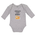 Long Sleeve Bodysuit Baby Crazy Cat Baby Cat Sitting with Mouth Open Cotton - Cute Rascals