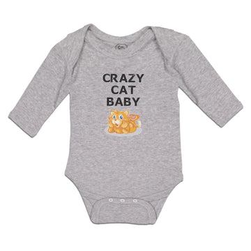 Long Sleeve Bodysuit Baby Crazy Cat Baby Cat Sitting with Mouth Open Cotton