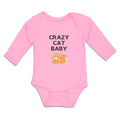Long Sleeve Bodysuit Baby Crazy Cat Baby Cat Sitting with Mouth Open Cotton