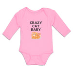 Long Sleeve Bodysuit Baby Crazy Cat Baby Cat Sitting with Mouth Open Cotton - Cute Rascals