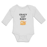 Long Sleeve Bodysuit Baby Crazy Cat Baby Cat Sitting with Mouth Open Cotton - Cute Rascals