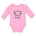 Long Sleeve Bodysuit Baby Everybody Dance Meow Face of Cat with Bow Cotton