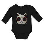 Long Sleeve Bodysuit Baby Cat Head with Sun Glass Boy & Girl Clothes Cotton - Cute Rascals