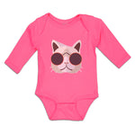 Long Sleeve Bodysuit Baby Cat Head with Sun Glass Boy & Girl Clothes Cotton - Cute Rascals