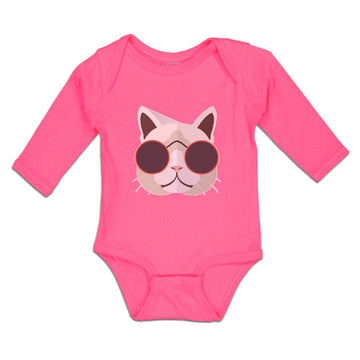Long Sleeve Bodysuit Baby Cat Head with Sun Glass Boy & Girl Clothes Cotton