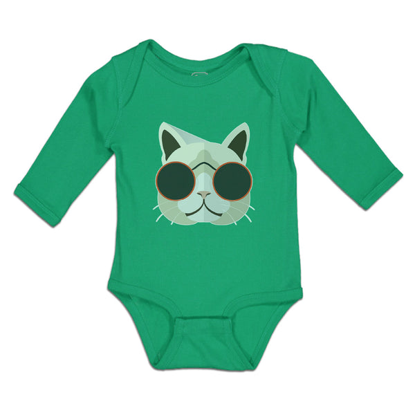 Long Sleeve Bodysuit Baby Cat Head with Sun Glass Boy & Girl Clothes Cotton - Cute Rascals