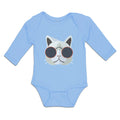 Long Sleeve Bodysuit Baby Cat Head with Sun Glass Boy & Girl Clothes Cotton