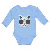 Long Sleeve Bodysuit Baby Cat Head with Sun Glass Boy & Girl Clothes Cotton - Cute Rascals