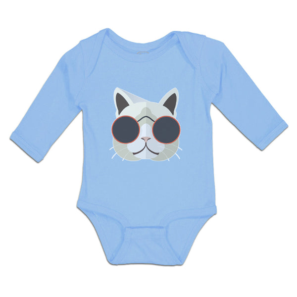 Long Sleeve Bodysuit Baby Cat Head with Sun Glass Boy & Girl Clothes Cotton - Cute Rascals