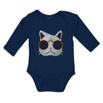 Long Sleeve Bodysuit Baby Cat Head with Sun Glass Boy & Girl Clothes Cotton - Cute Rascals
