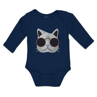 Long Sleeve Bodysuit Baby Cat Head with Sun Glass Boy & Girl Clothes Cotton - Cute Rascals