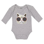 Long Sleeve Bodysuit Baby Cat Head with Sun Glass Boy & Girl Clothes Cotton - Cute Rascals