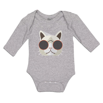 Long Sleeve Bodysuit Baby Cat Head with Sun Glass Boy & Girl Clothes Cotton