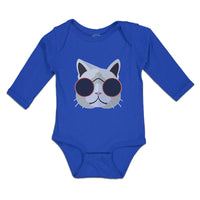 Long Sleeve Bodysuit Baby Cat Head with Sun Glass Boy & Girl Clothes Cotton - Cute Rascals