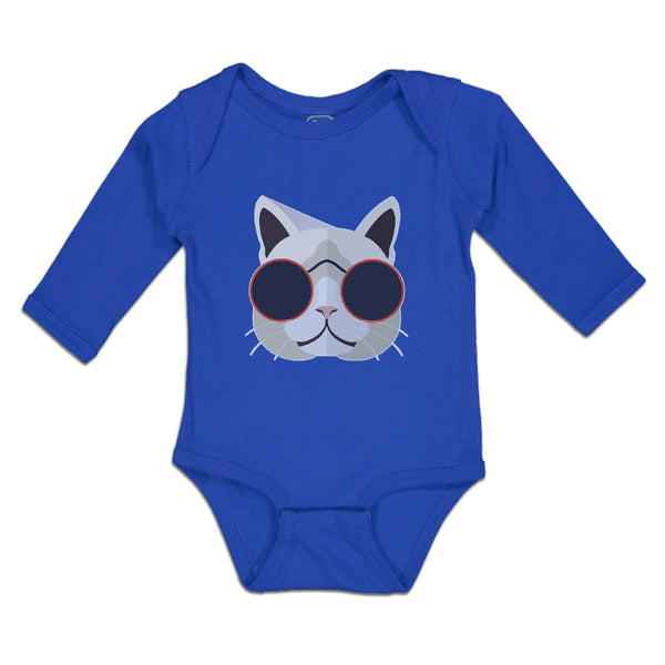 Long Sleeve Bodysuit Baby Cat Head with Sun Glass Boy & Girl Clothes Cotton - Cute Rascals