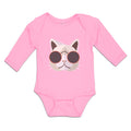 Long Sleeve Bodysuit Baby Cat Head with Sun Glass Boy & Girl Clothes Cotton