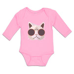 Long Sleeve Bodysuit Baby Cat Head with Sun Glass Boy & Girl Clothes Cotton - Cute Rascals