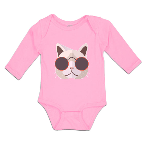 Long Sleeve Bodysuit Baby Cat Head with Sun Glass Boy & Girl Clothes Cotton - Cute Rascals