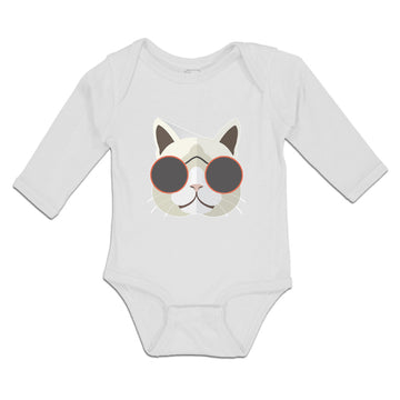 Long Sleeve Bodysuit Baby Cat Head with Sun Glass Boy & Girl Clothes Cotton