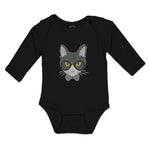Long Sleeve Bodysuit Baby Staring Cat with Sunglass Boy & Girl Clothes Cotton