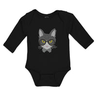 Long Sleeve Bodysuit Baby Staring Cat with Sunglass Boy & Girl Clothes Cotton