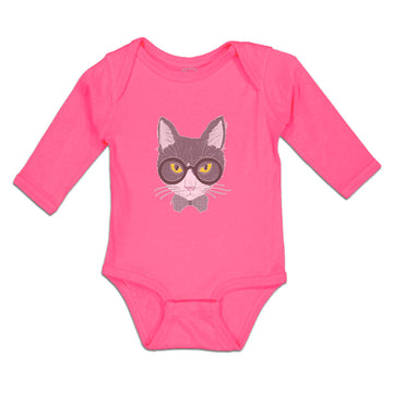 Long Sleeve Bodysuit Baby Staring Cat with Sunglass Boy & Girl Clothes Cotton