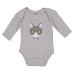 Long Sleeve Bodysuit Baby Staring Cat with Sunglass Boy & Girl Clothes Cotton