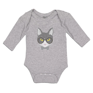 Long Sleeve Bodysuit Baby Staring Cat with Sunglass Boy & Girl Clothes Cotton