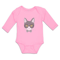 Long Sleeve Bodysuit Baby Staring Cat with Sunglass Boy & Girl Clothes Cotton