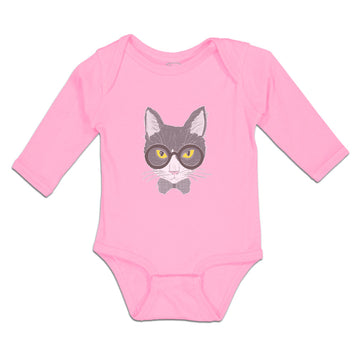 Long Sleeve Bodysuit Baby Staring Cat with Sunglass Boy & Girl Clothes Cotton