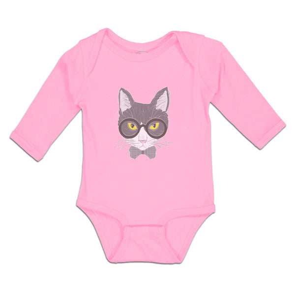 Long Sleeve Bodysuit Baby Staring Cat with Sunglass Boy & Girl Clothes Cotton