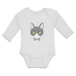 Long Sleeve Bodysuit Baby Staring Cat with Sunglass Boy & Girl Clothes Cotton