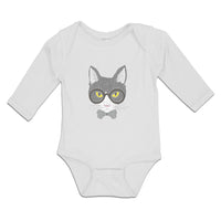 Long Sleeve Bodysuit Baby Staring Cat with Sunglass Boy & Girl Clothes Cotton