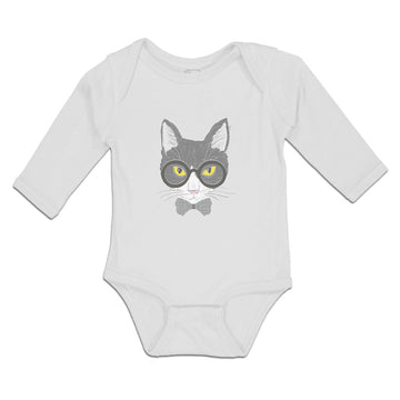 Long Sleeve Bodysuit Baby Staring Cat with Sunglass Boy & Girl Clothes Cotton