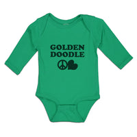 Long Sleeve Bodysuit Baby Golden Doodle Pet Animal Dog Peace Symbol Cotton - Cute Rascals