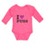 Long Sleeve Bodysuit Baby I Love Pugs with Heart Symbol Boy & Girl Clothes