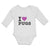 Long Sleeve Bodysuit Baby I Love Pugs with Heart Symbol Boy & Girl Clothes