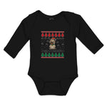 Long Sleeve Bodysuit Baby Pugly Sweatshirt Dog Christmas Hat Bones Paw Cotton