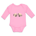 Long Sleeve Bodysuit Baby Cute Pug Buddies Heads and Faces Boy & Girl Clothes